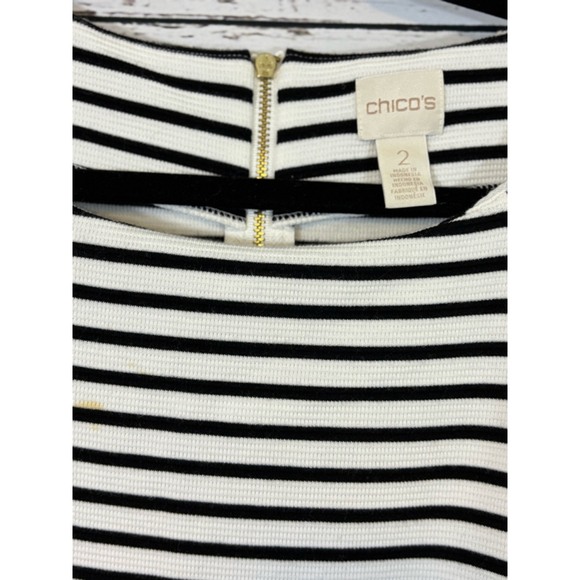 Women's Chico's Striped Top Black/White Size 2(M) - Picture 3 of 6